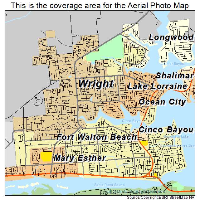 Aerial Photography Map Of Fort Walton Beach Fl Florida