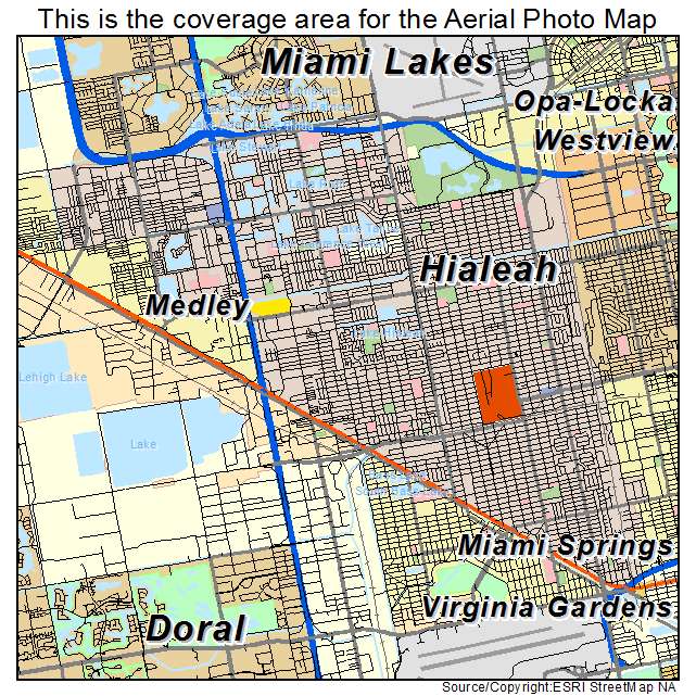 Aerial Photography Map of Hialeah, FL Florida