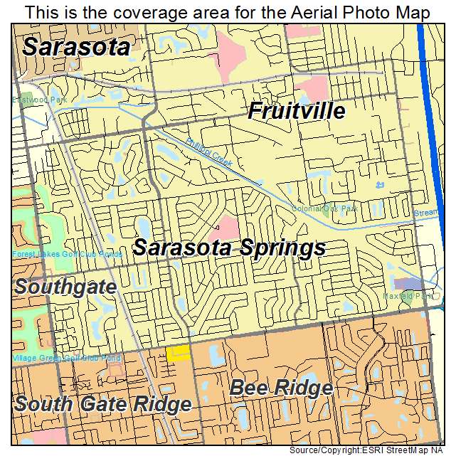 Aerial Photography Map of Sarasota Springs, FL Florida