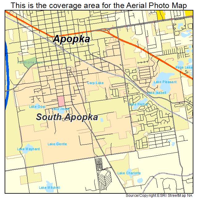 Aerial Photography Map Of South Apopka FL Florida