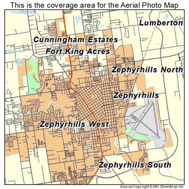Aerial Photography Map of Zephyrhills, FL Florida