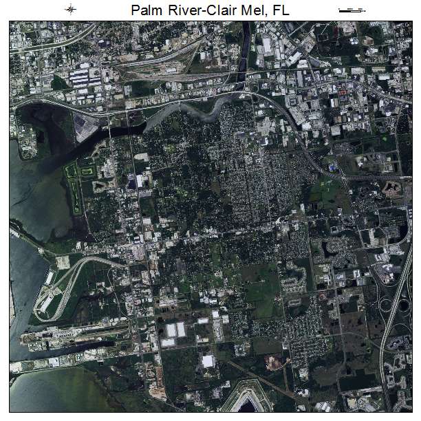 Palm River Clair Mel, FL air photo map