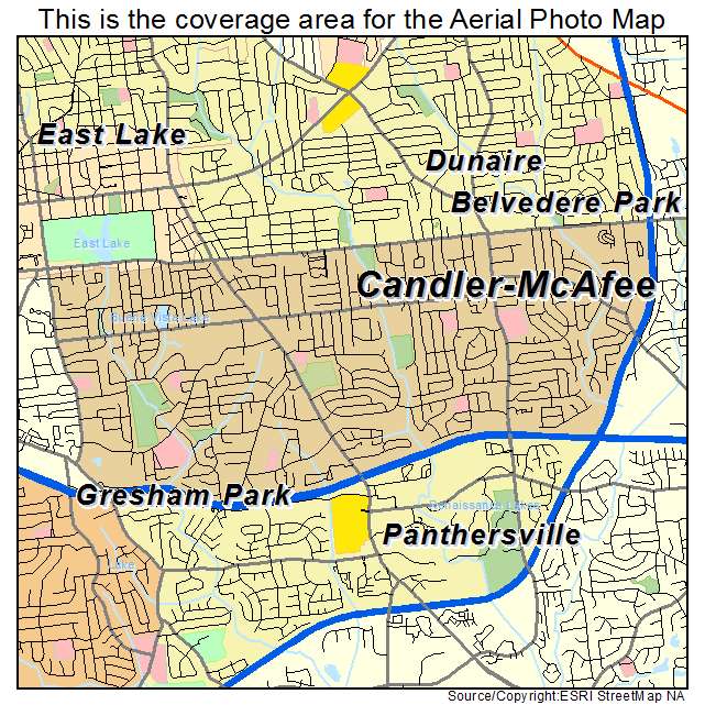 Candler McAfee, GA location map 