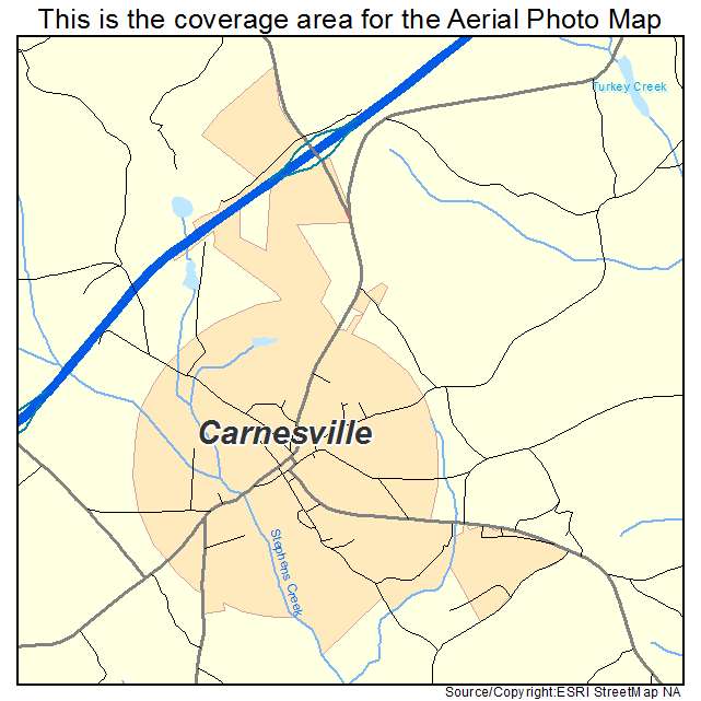 Aerial Photography Map of Carnesville, GA Georgia
