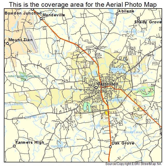 Aerial Photography Map of Carrollton, GA Georgia