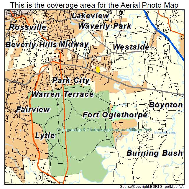 Fort Oglethorpe, GA location map 