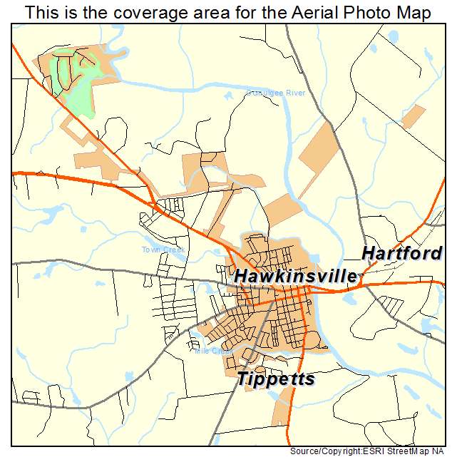 Hawkinsville, GA location map 