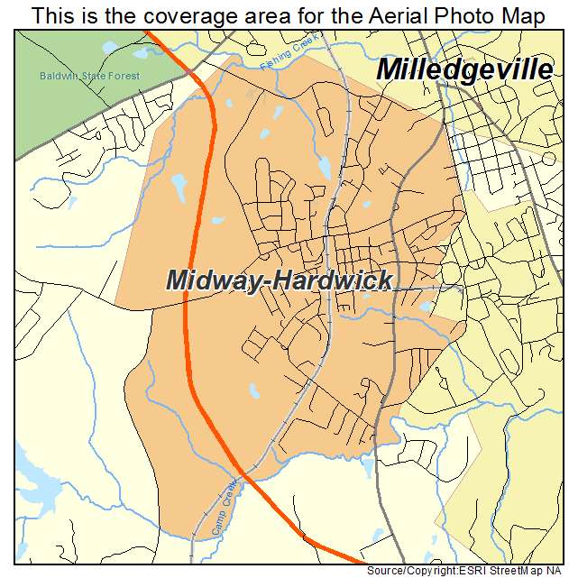Midway Hardwick, GA location map 
