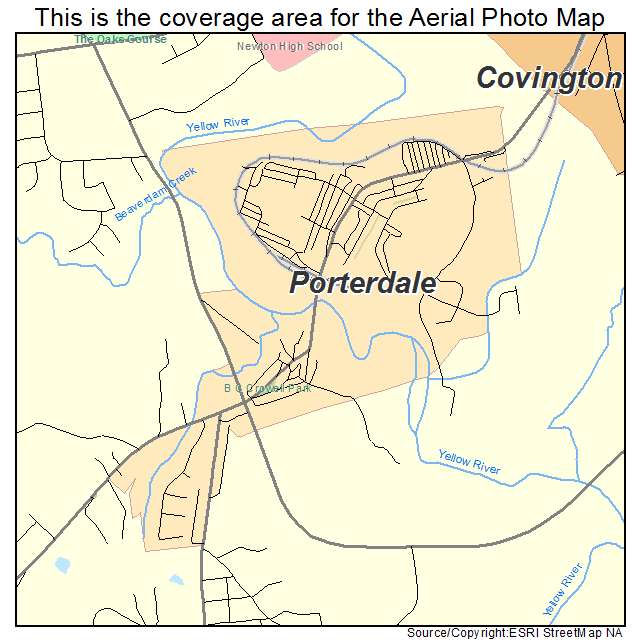 Porterdale, GA location map 