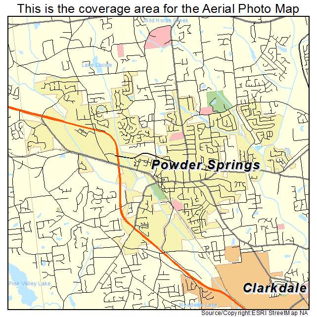 Aerial Photography Map Of Powder Springs GA Georgia