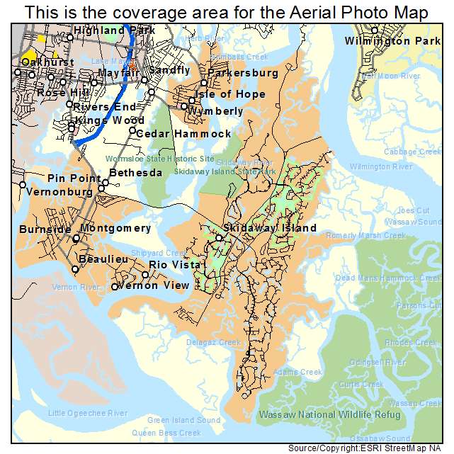 Skidaway Island, GA location map 