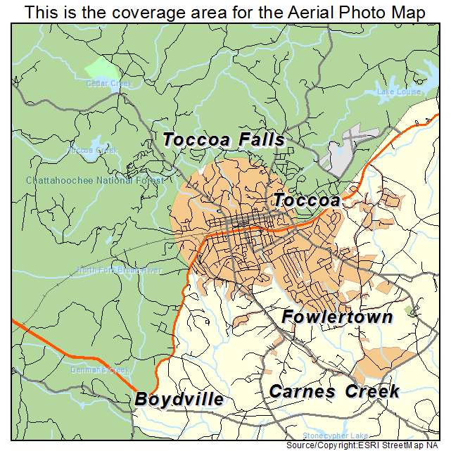 Toccoa, GA location map 