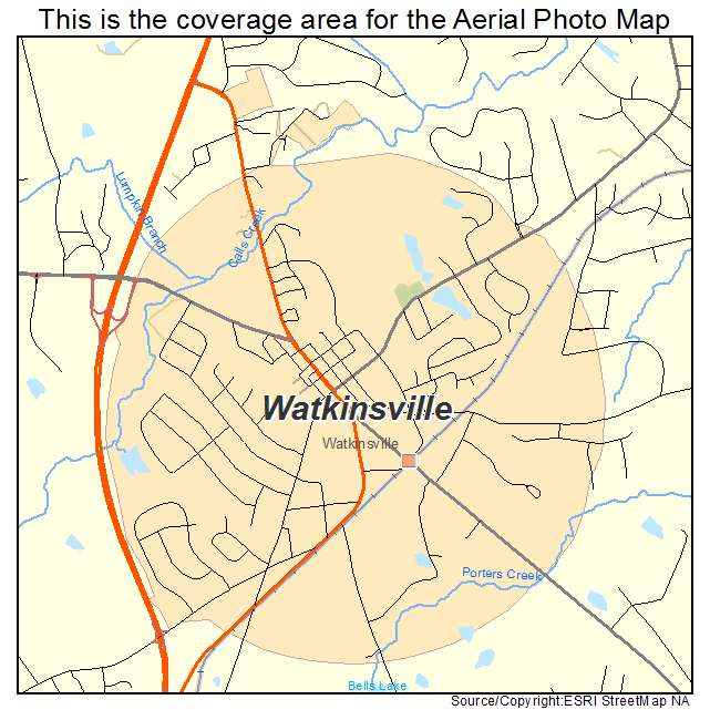 Watkinsville, GA location map 