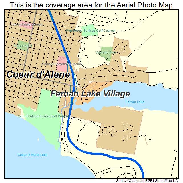 Fernan Lake Village, ID location map 
