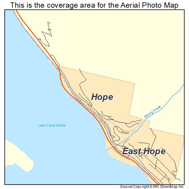 Hope, ID location map 