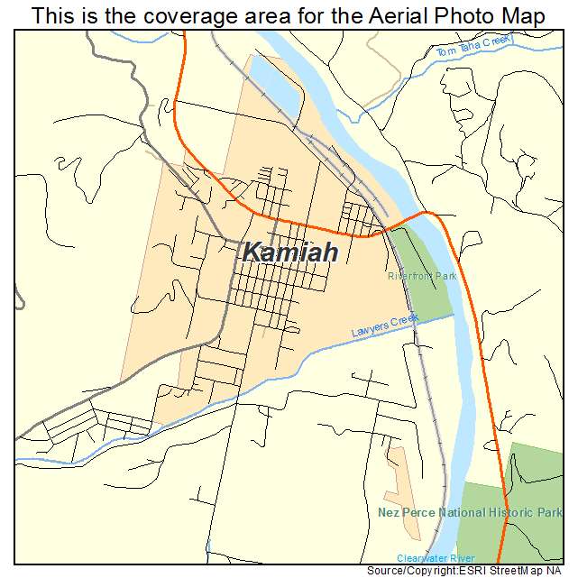 Kamiah, ID location map 