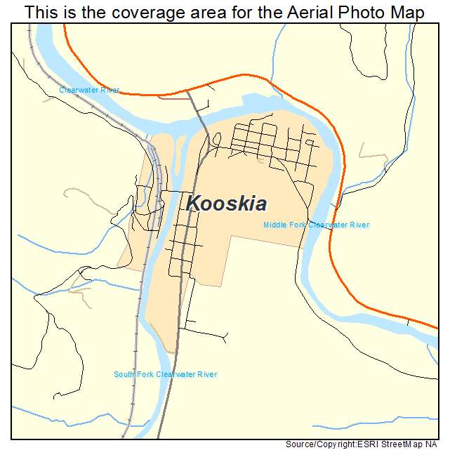 Kooskia, ID location map 