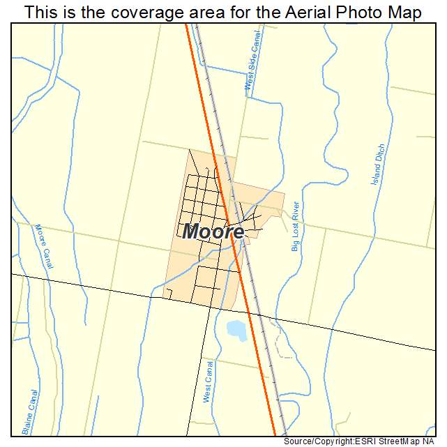 Moore, ID location map 