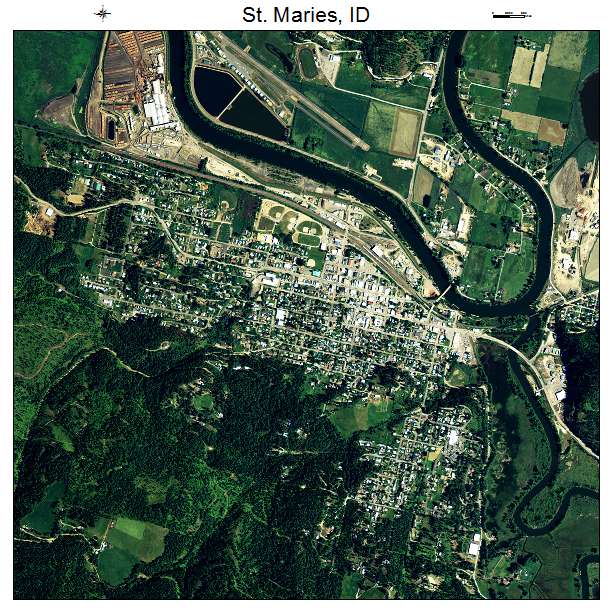 St Maries, ID air photo map