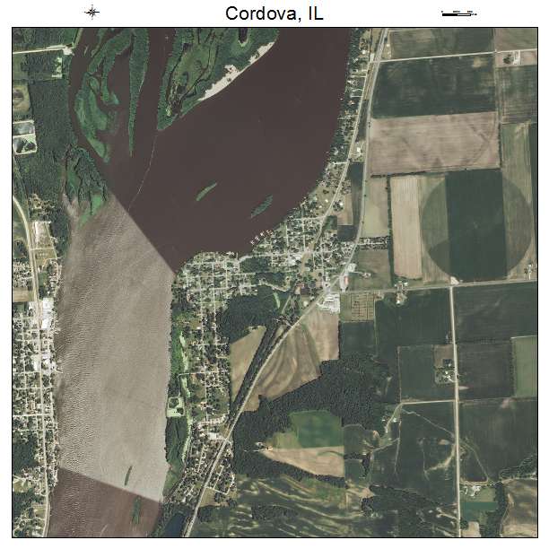 Cordova, IL air photo map