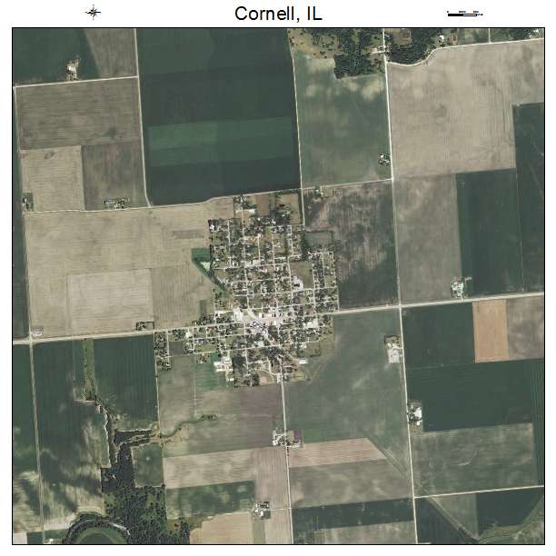 Cornell, IL air photo map