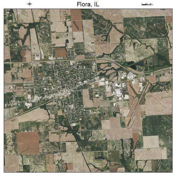 Flora, IL air photo map