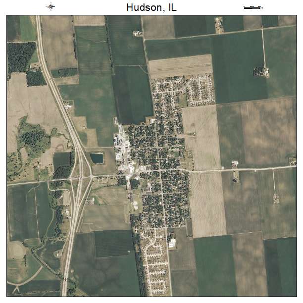 Hudson, IL air photo map