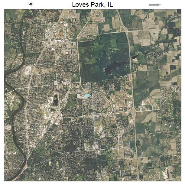Loves Park, IL air photo map