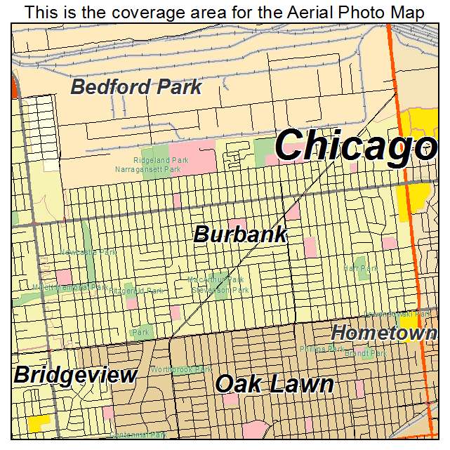 Burbank, IL location map 