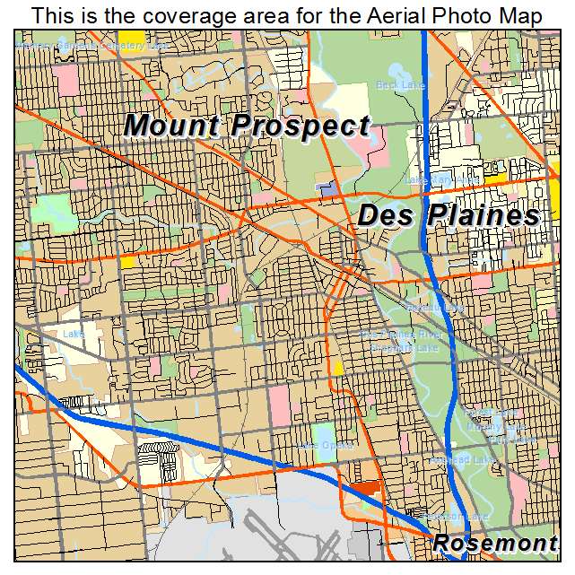 Aerial Photography Map Of Des Plaines Il Illinois