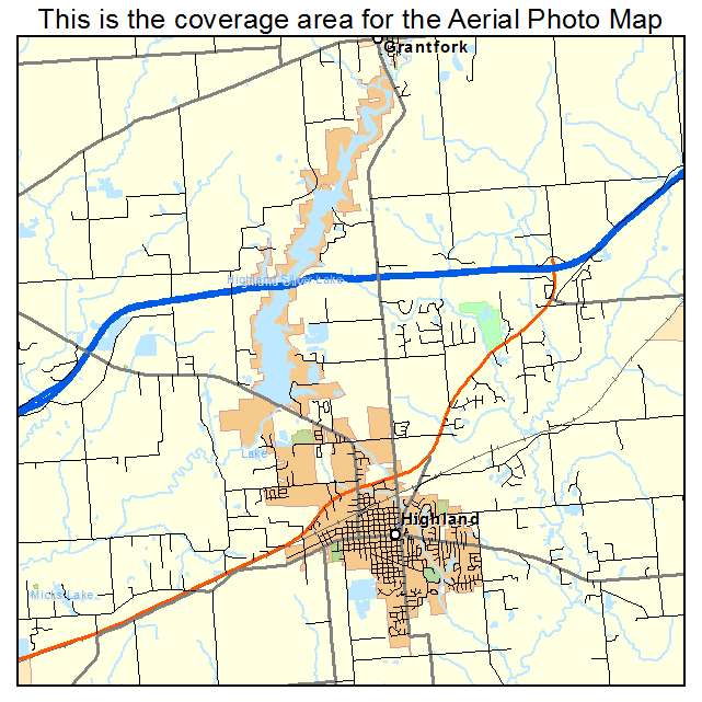 Aerial Photography Map of Highland, IL Illinois