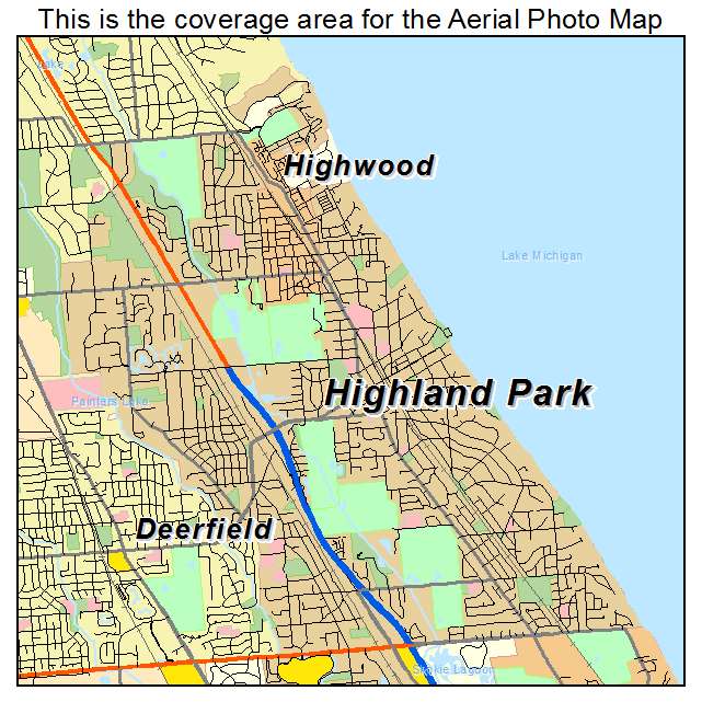 Aerial Photography Map of Highland Park, IL Illinois