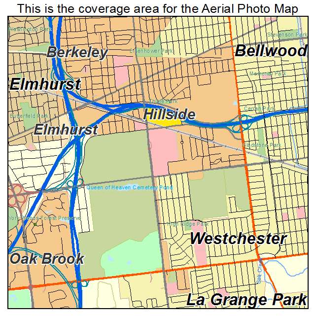 Aerial Photography Map of Hillside, IL Illinois