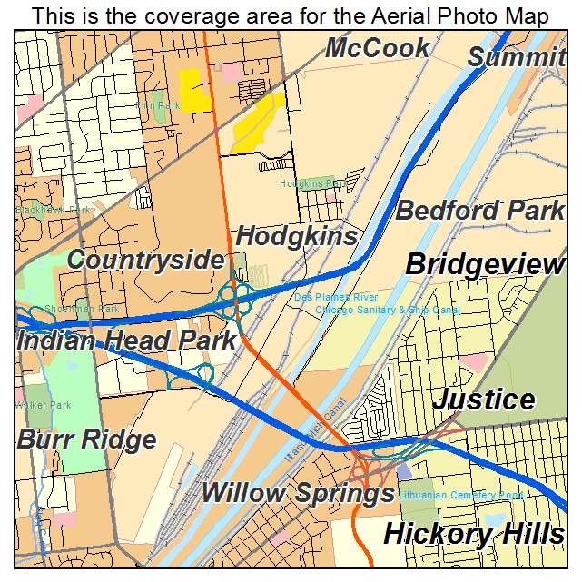 Hodgkins, IL location map 