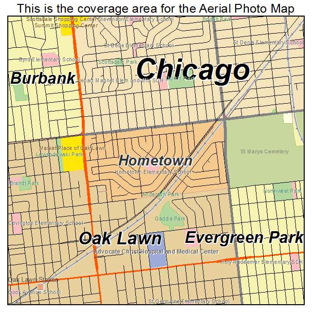 Hometown, IL location map 