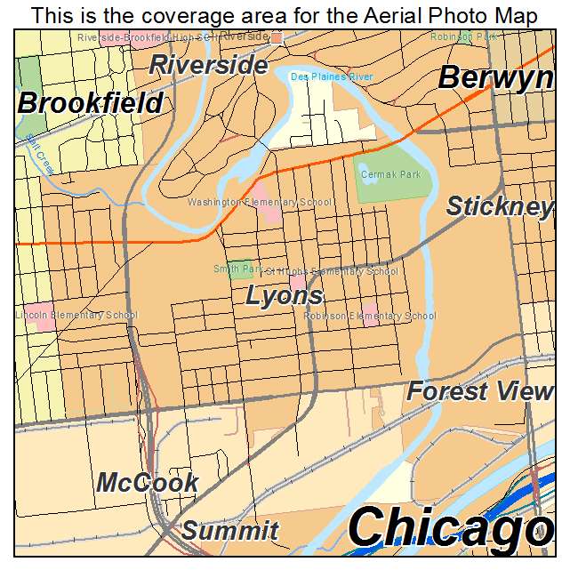 Lyons, IL location map 