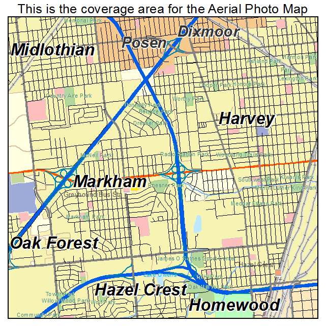 Markham, IL location map 