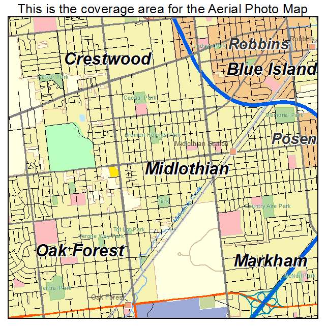 Midlothian, IL location map 