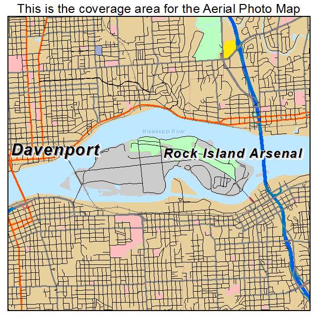 Rock Island Arsenal, IL location map 