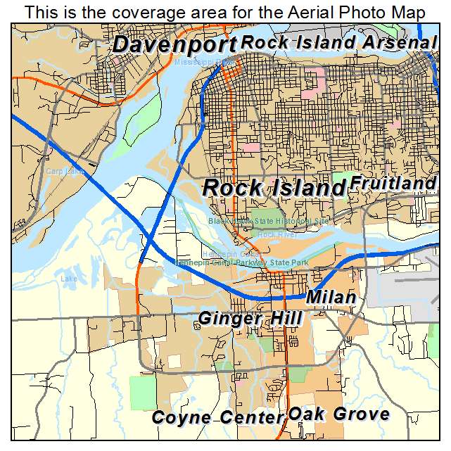 Rock Island, IL location map 