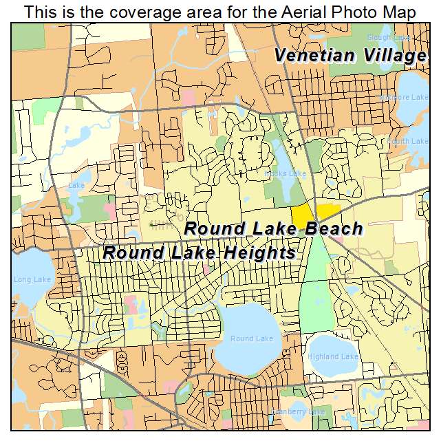 Aerial Photography Map Of Round Lake Beach Il Illinois