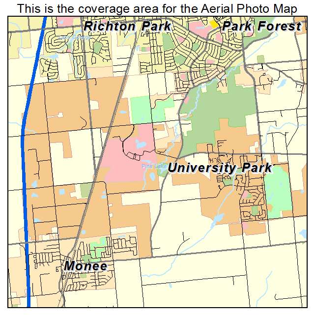 Aerial Photography Map of University Park, IL Illinois