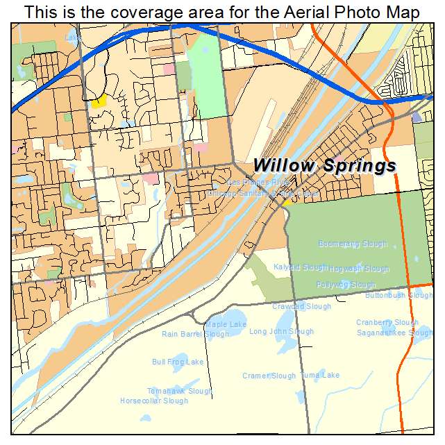 Aerial Photography Map Of Willow Springs Il Illinois