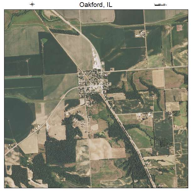 Oakford, IL air photo map