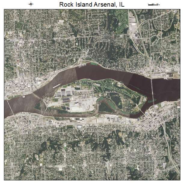 Rock Island Arsenal, IL air photo map