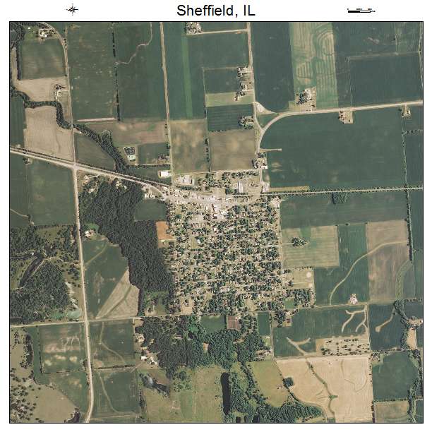 Sheffield, IL air photo map