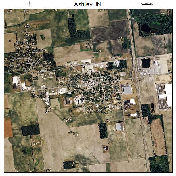 Ashley, IN air photo map