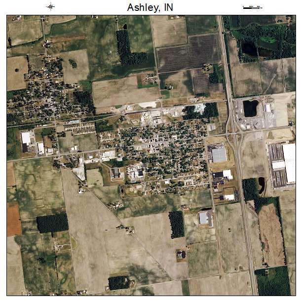 Aerial Photography Map of Ashley, IN Indiana