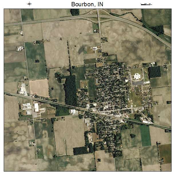 Bourbon, IN air photo map