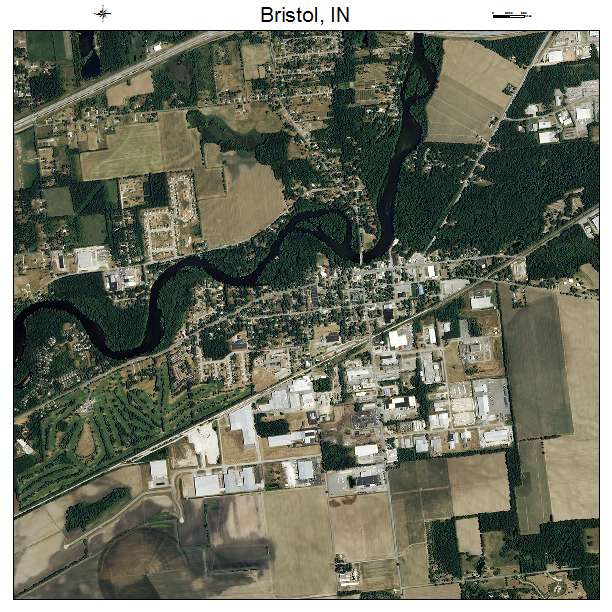 Bristol, IN air photo map